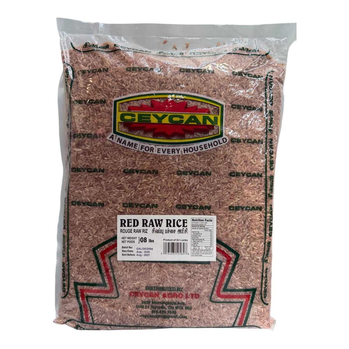 Ceycan Red Raw Rice 8Lb