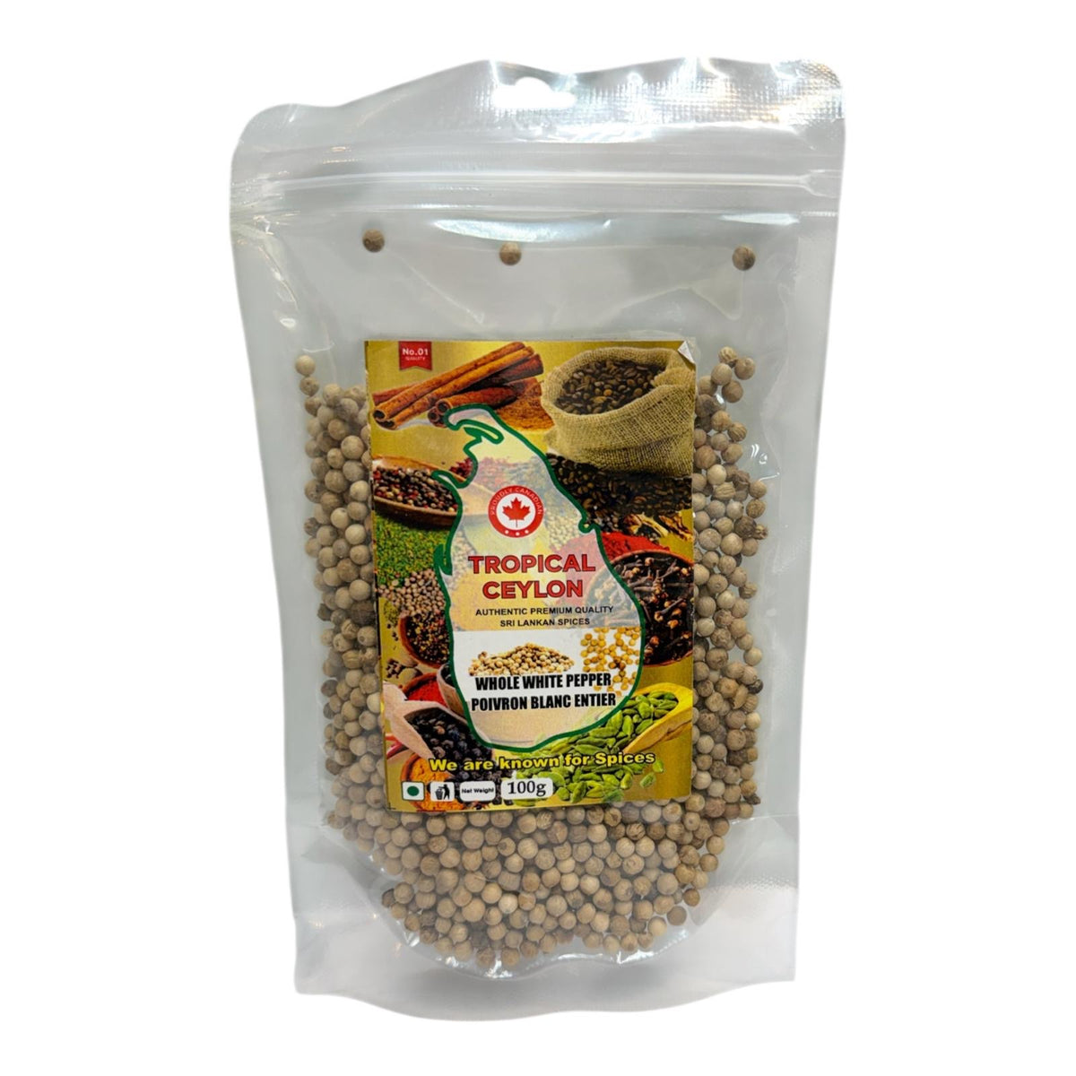 Tropical Ceylon Whole White Pepper 100g