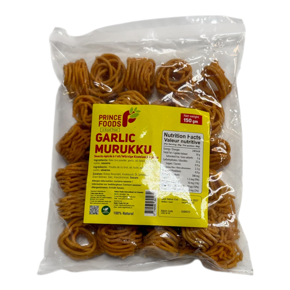 Prince Foods Garlic Murukku 150g